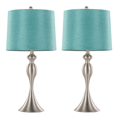 Ashland - Contemporary Table Lamp (Set of 2) - Nickel / Turquoise