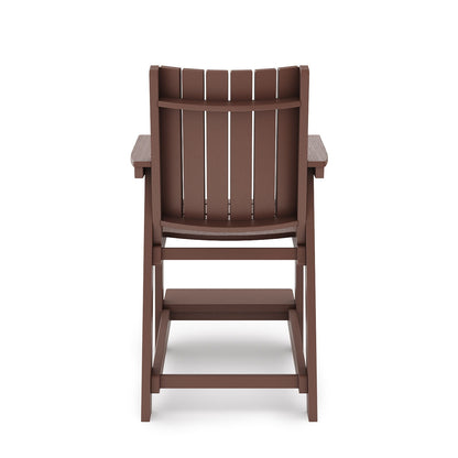 Modern Counter Chair Sleek HDPE Poly Lumber For Dining, Patio, And Garden Comfort - Brown