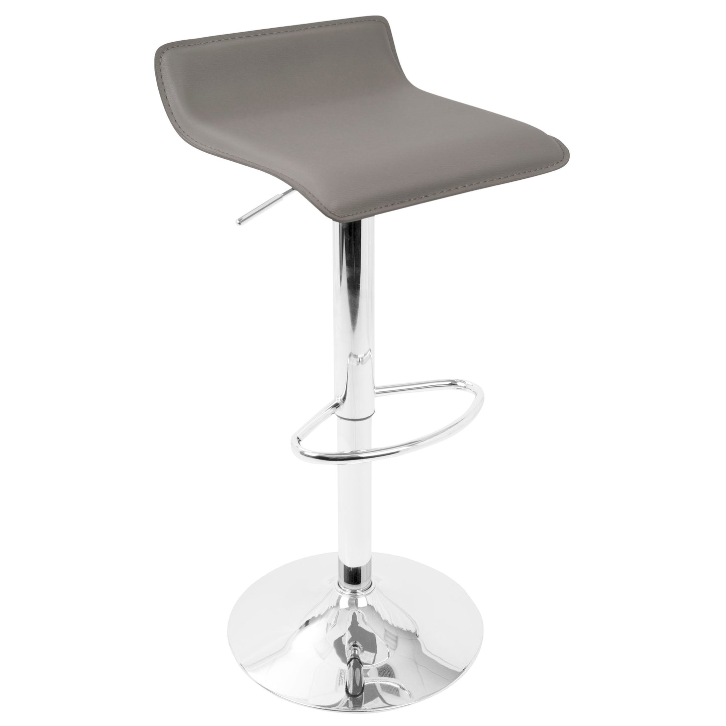Ale - 3 Piece Bar Set Bistro Square Contemporary Adjustable Oval Footrest - Silver / Chrome / Gray