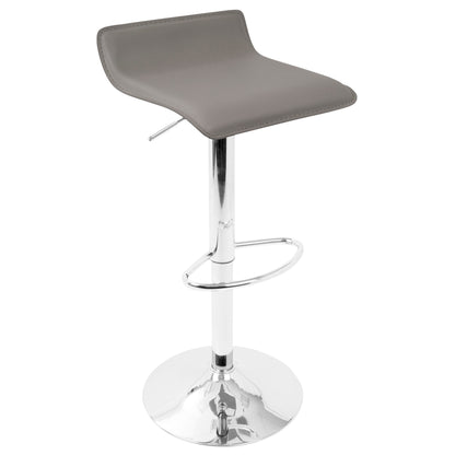 Ale - 3 Piece Bar Set Bistro Square Contemporary Adjustable Oval Footrest - Silver / Chrome / Gray