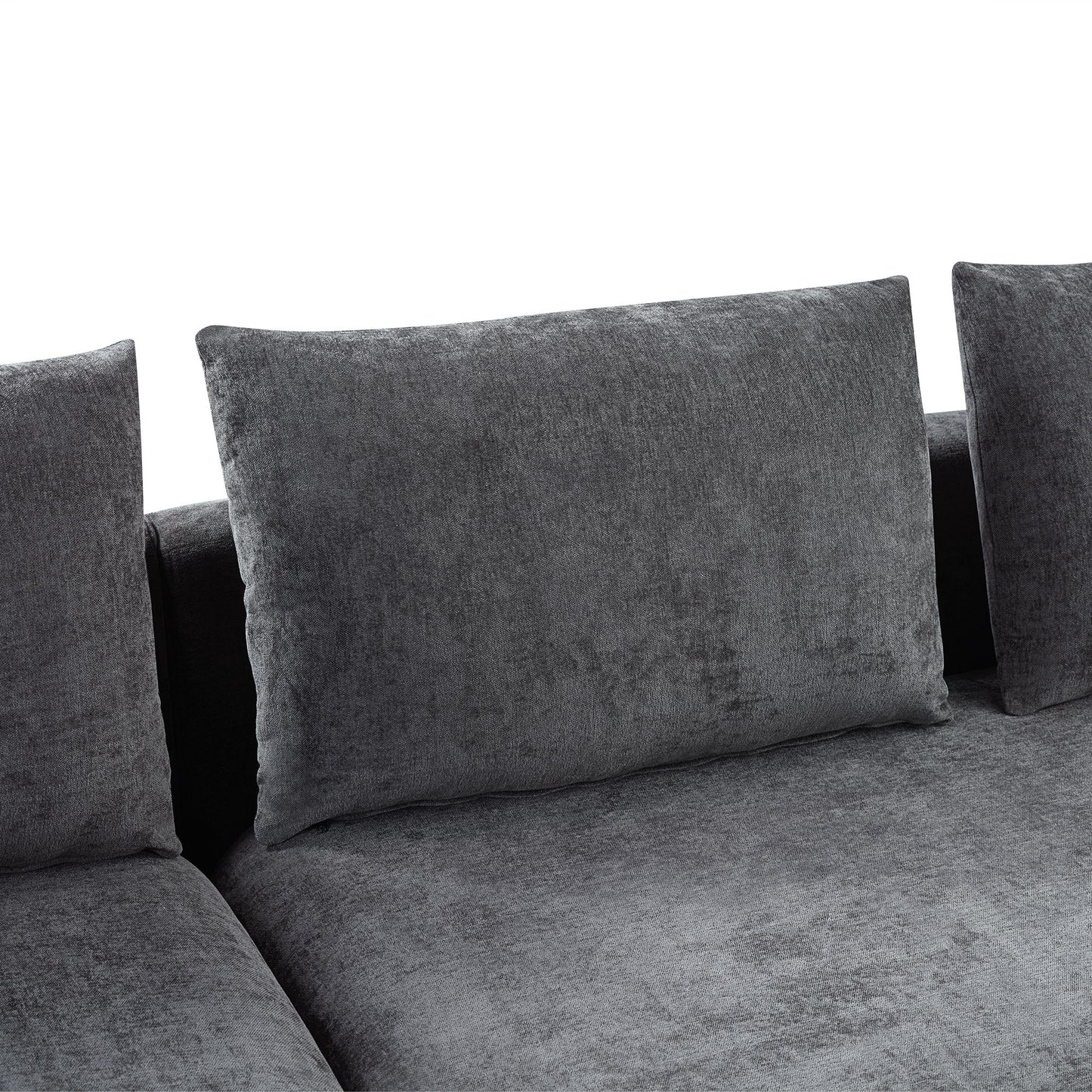 Modern L Shaped Sectional Sofa With Storage Chenille, Upholstered Couch - Gray