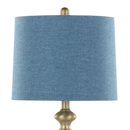 Ashland - Contemporary Table Lamp (Set of 2) - Gold / Moroccan Blue Slub
