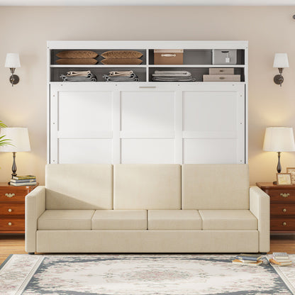 Queen Size Murphy Wall Bed With Sofa - White