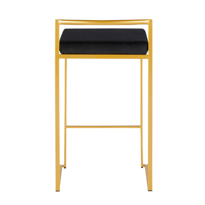 Fuji - Contemporary Counter Stool (Set of 3) - Gold / Black