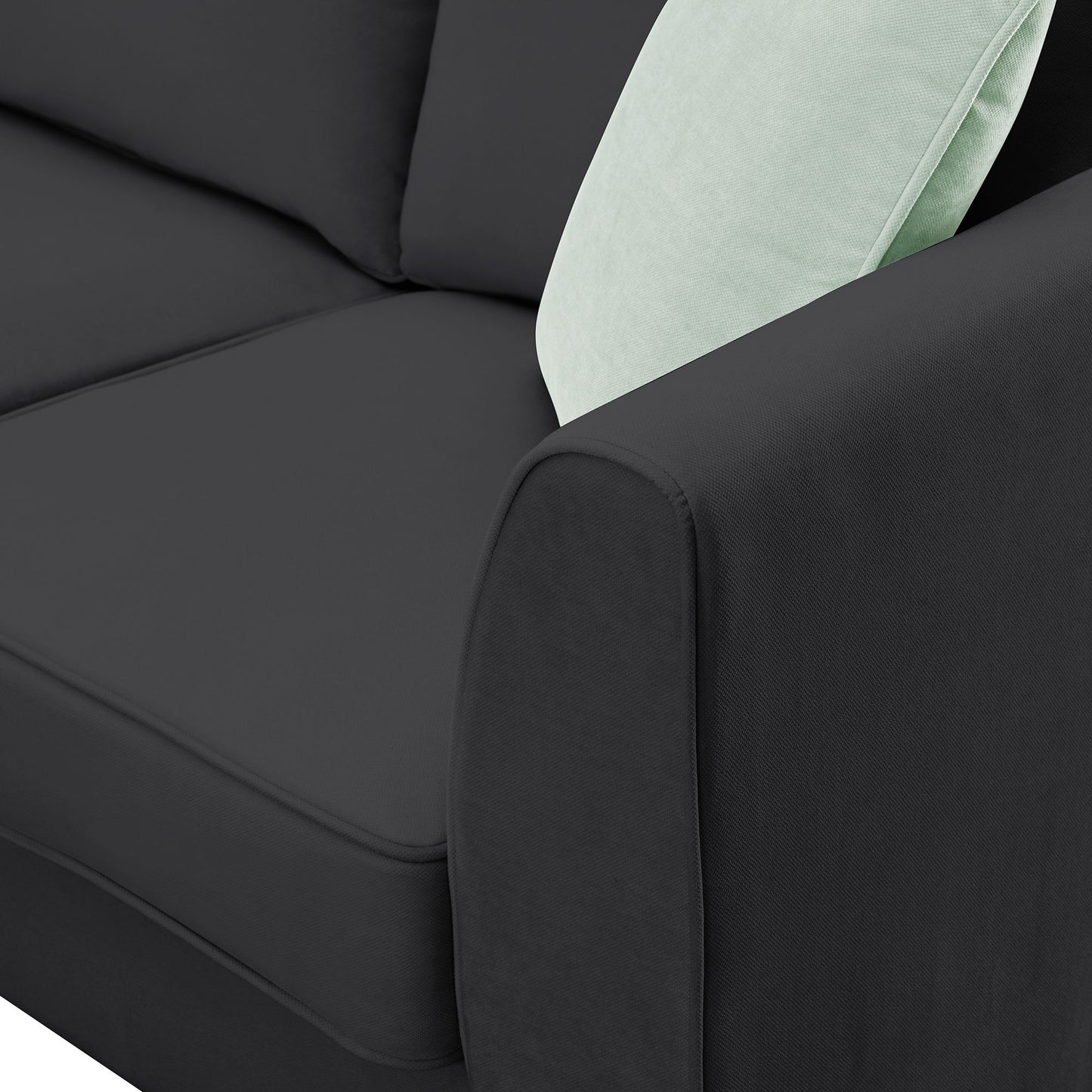 Sectional Sofa Couches Living Room Sets, 7 Seats Modular Sectional Sofa With Ottoman, L Shape Fabric Sofa Corner Couch Set With 3 Pillows - Black