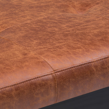 Lacey - Tufted Ottoman Bench - Distressed Saddle Brown