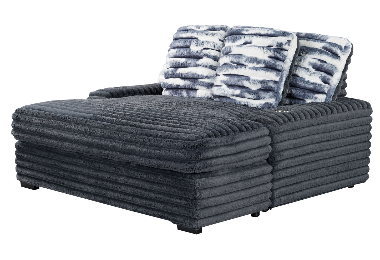 Shine - Lounger Sofa With USB - Gray
