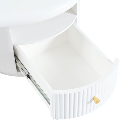 Cloud - Coffee Table, Irregular Shape Coffee Table With 1 Dreawer And Shelf For Living Room - White
