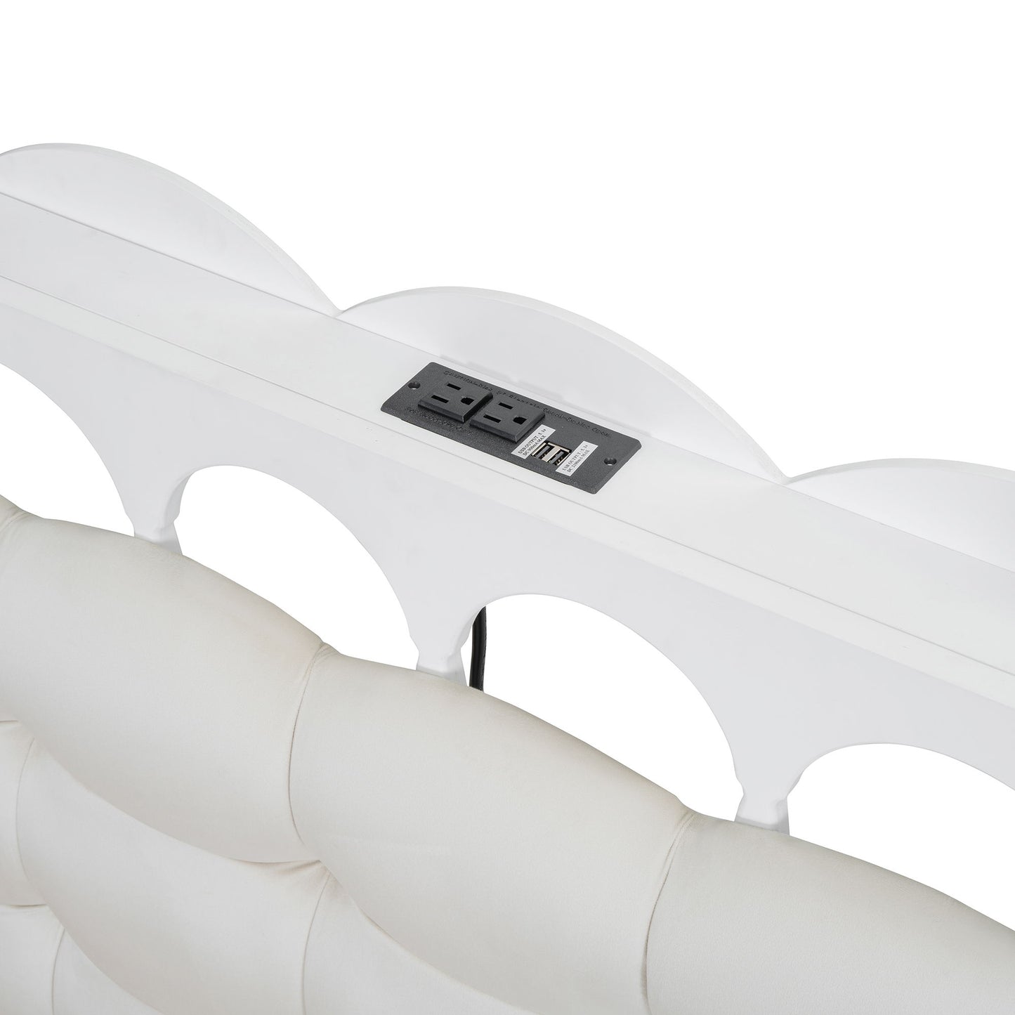 Queen Size Storage Platform Bed, With 2 Big Drawers, Twin Long Size Trundle, One Set Of Sockets & USB Ports - White