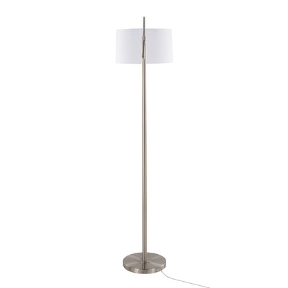 Casper - Contemporary Floor Lamp - Nickel / Off White