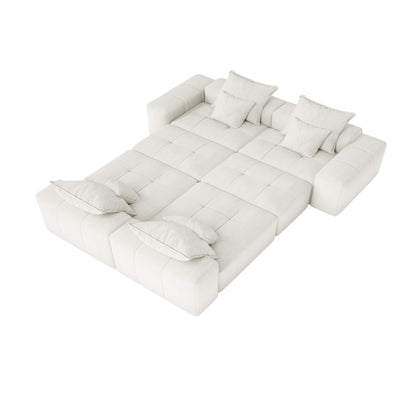 Modern Oversized Modular Sectional Sofa, Sparkling Chenille Fabric Soft Cushion Sofa With 8 Pillows, 8 Pieces Diy Combination Tufted Sofa, No Assembly Required - Beige