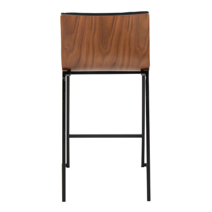 Mason Mara - Contemporary Fixed Height Counter Stool (Set of 2) - Black / Walnut / Black