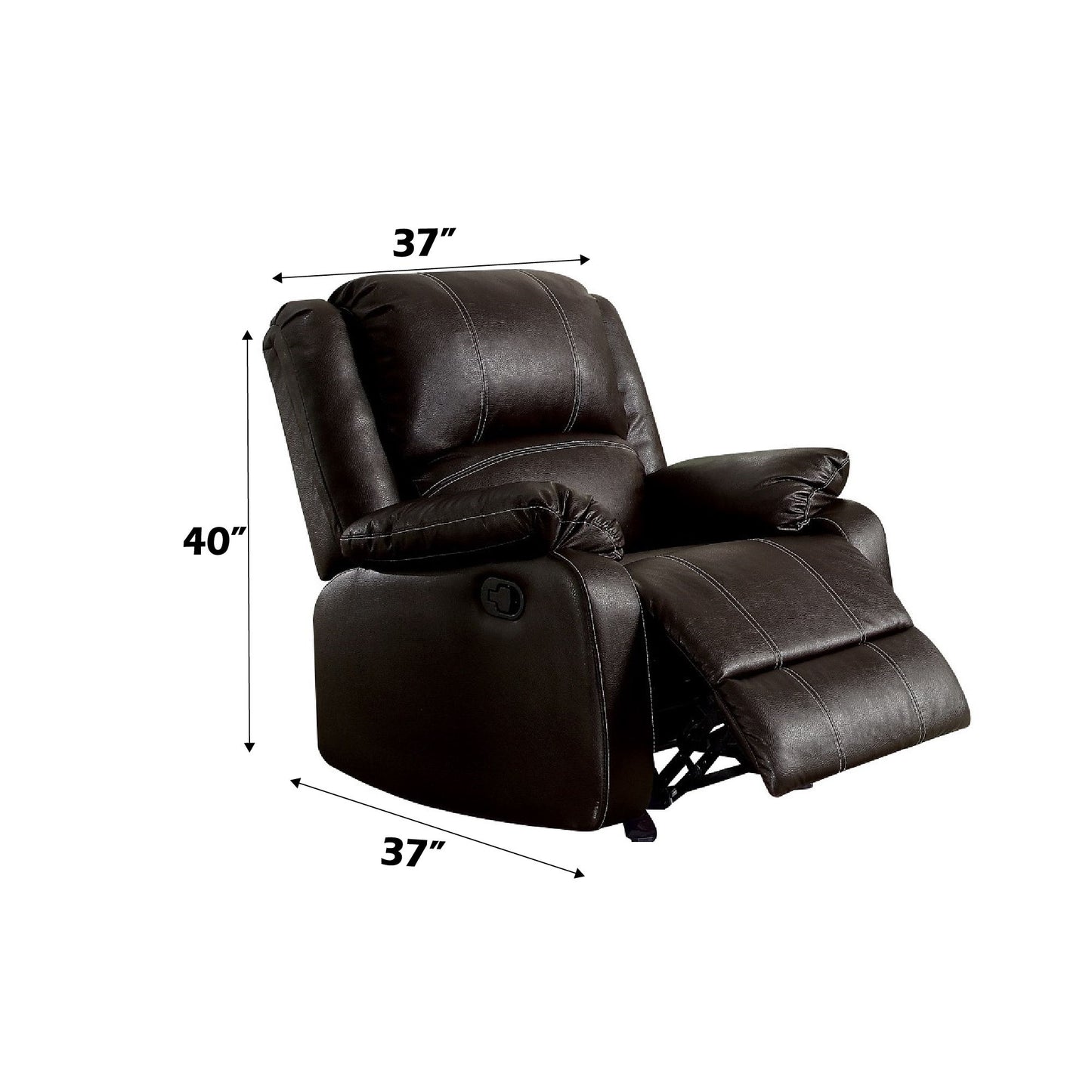 Zuriel - Synthetic Leather 3 Piece Recliner Living Room Set (Sofa Loveseat Chair) - Brown