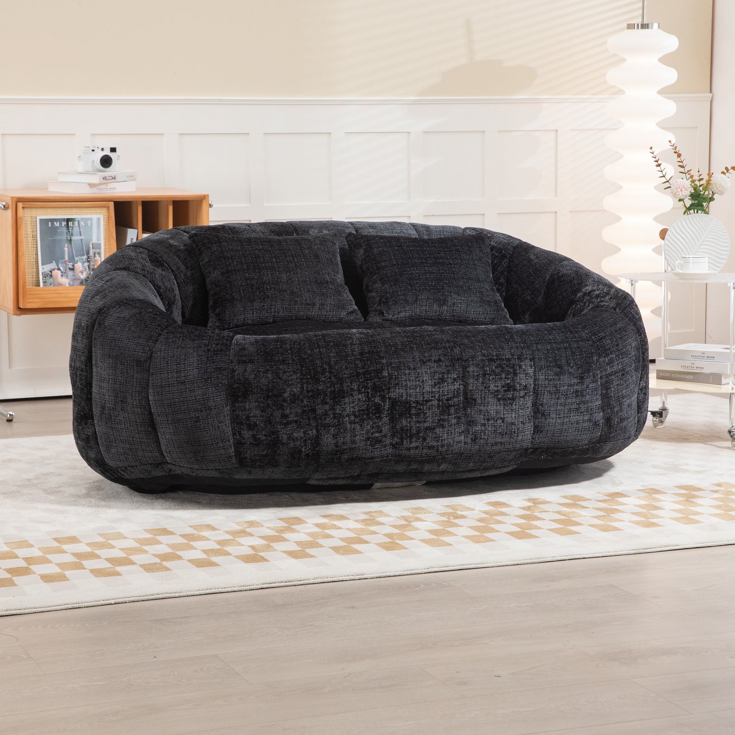 High Back Durable Comfort Bean Bag Sofa Couch For Adults And Kids - Black