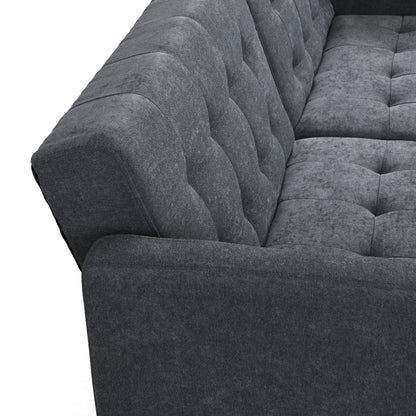 Futon Sofa Bed Convertible Folding Lounge Couch, Armrests - Dark Gray