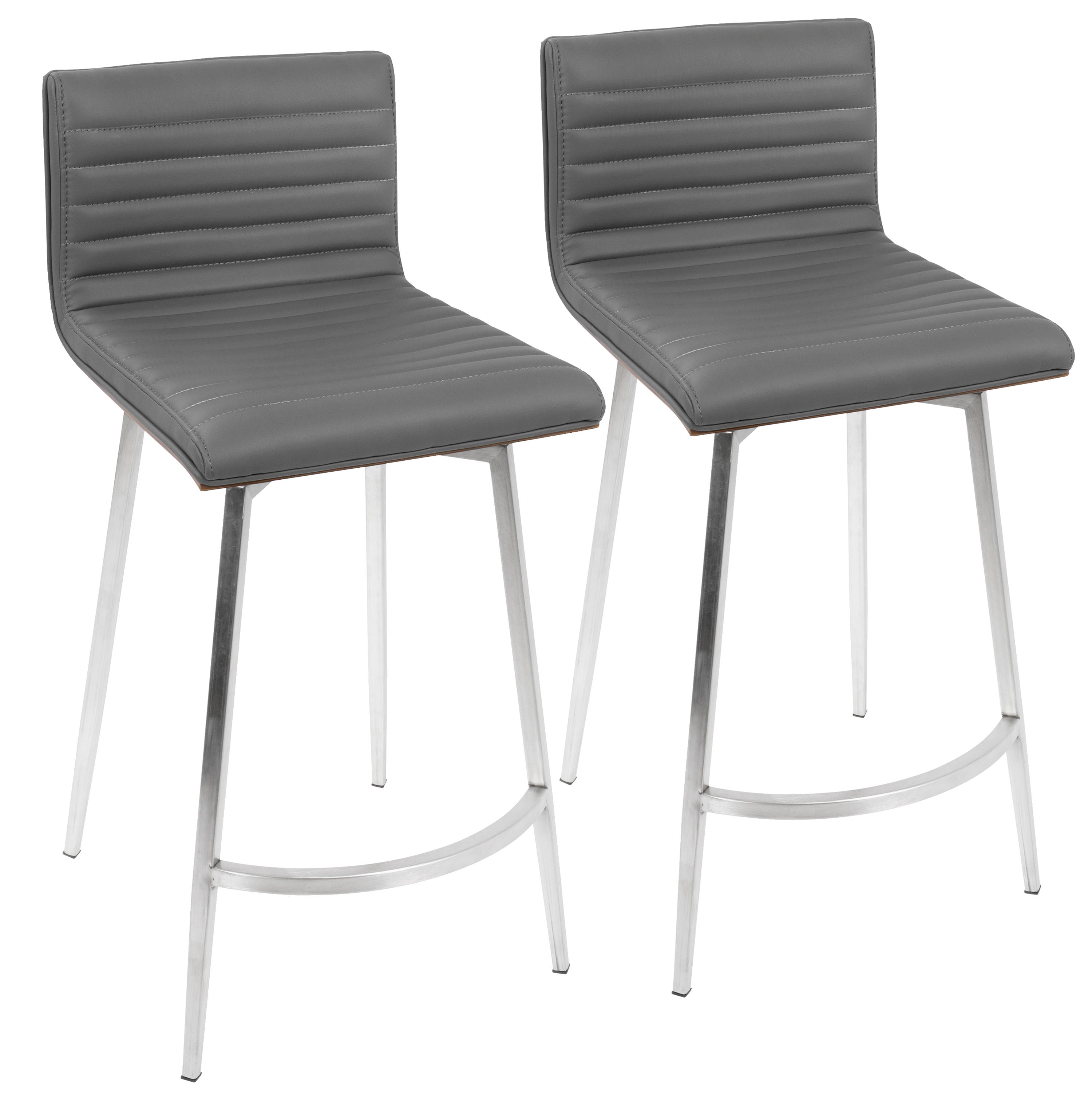 Mason - Contemporary Swivel Counter Stool (Set of 2) - Walnut / Gray