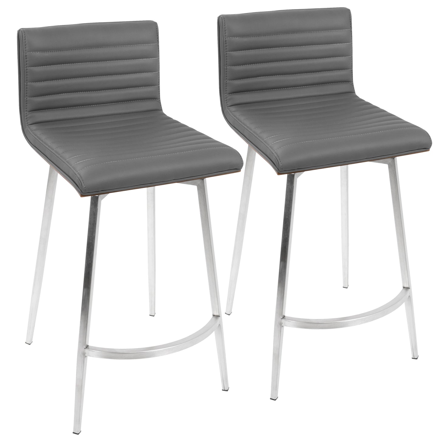 Mason - Contemporary Swivel Counter Stool (Set of 2) - Walnut / Gray