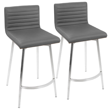 Mason - Contemporary Swivel Counter Stool (Set of 2) - Walnut / Gray