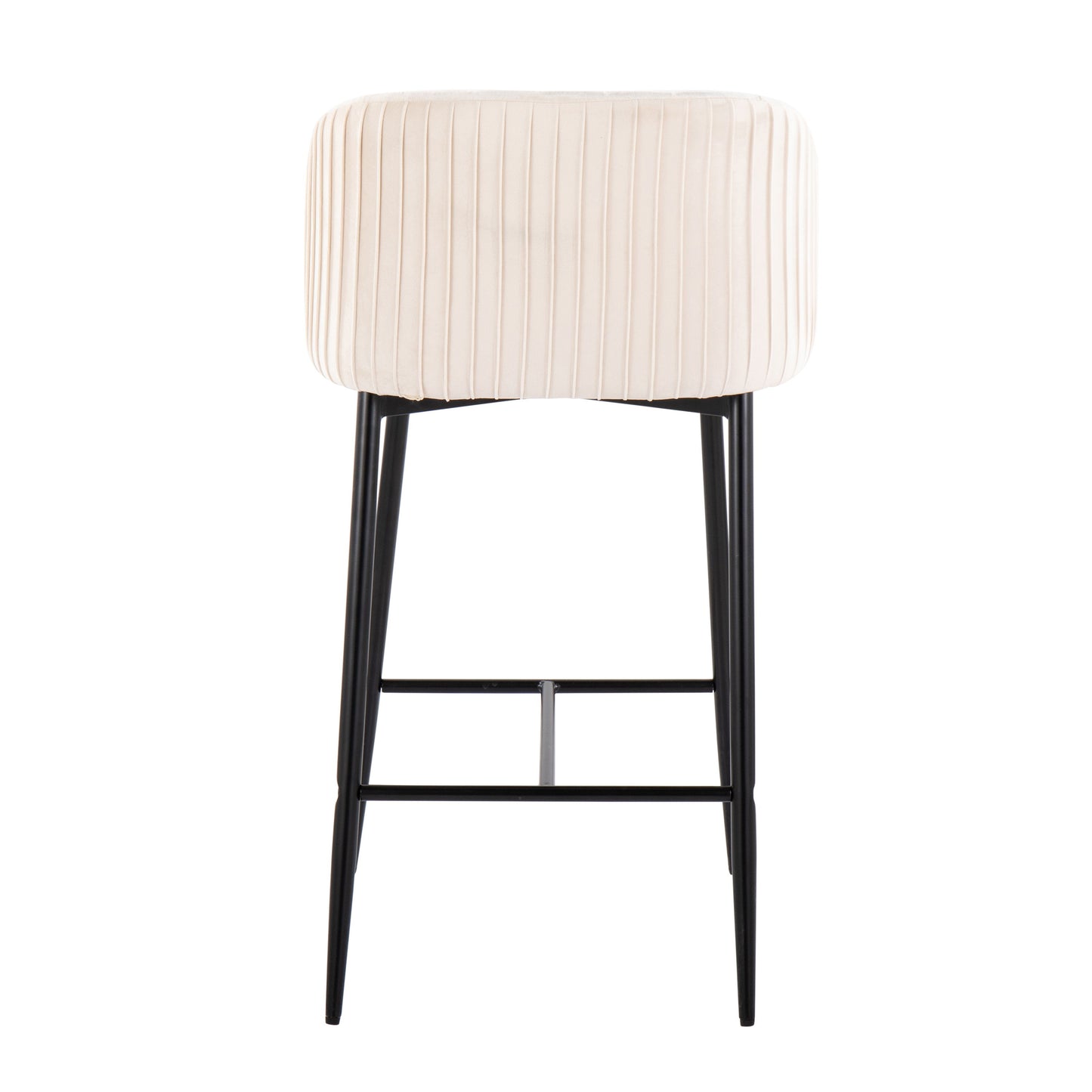 Fran - Pleated Contemporary Fixed Height Counter Stool (Set of 2) - Black / White