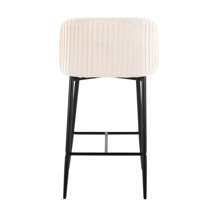 Fran - Pleated Contemporary Fixed Height Counter Stool (Set of 2) - Black / White