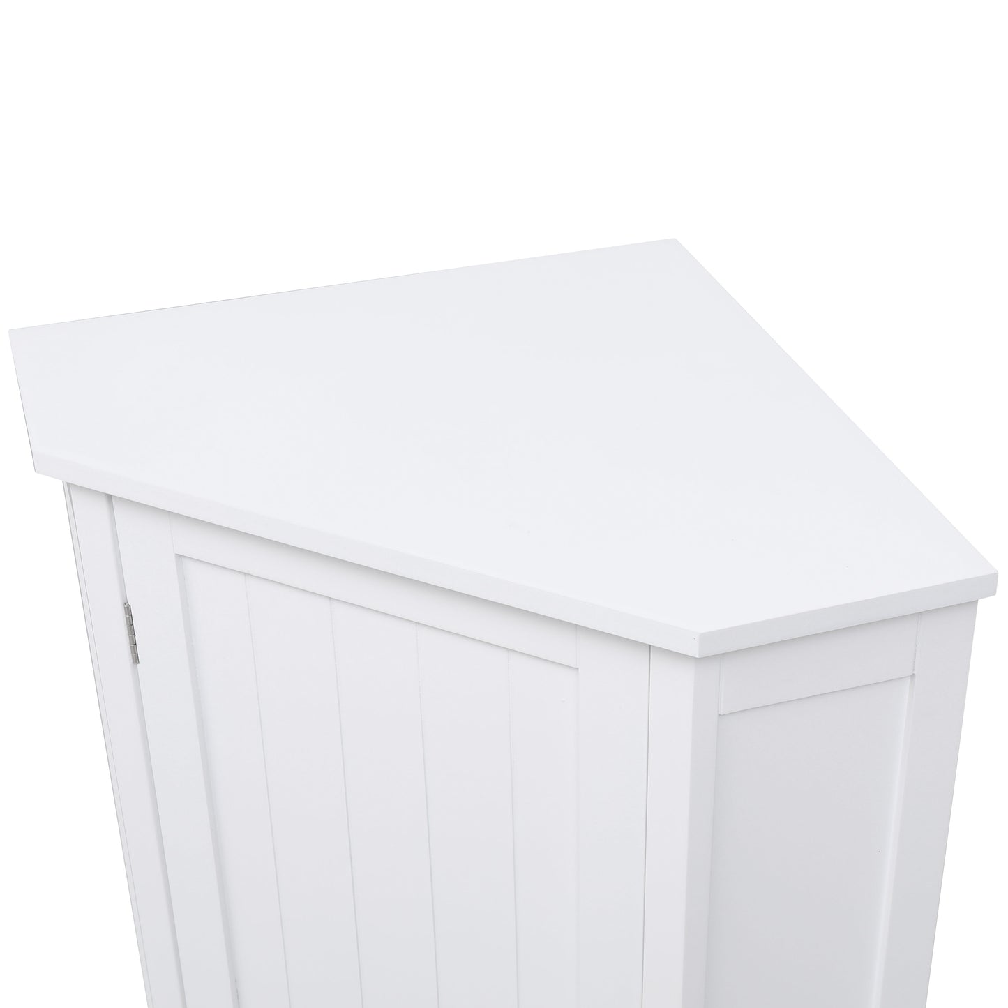 Bathroom Cabinet Triangle Corner Storage Cabinet With Adjustable Shelf Modern Style - White