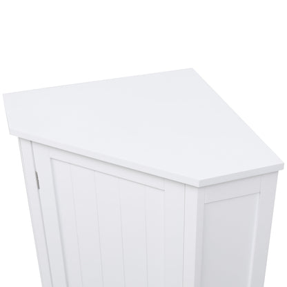 Bathroom Cabinet Triangle Corner Storage Cabinet With Adjustable Shelf Modern Style - White