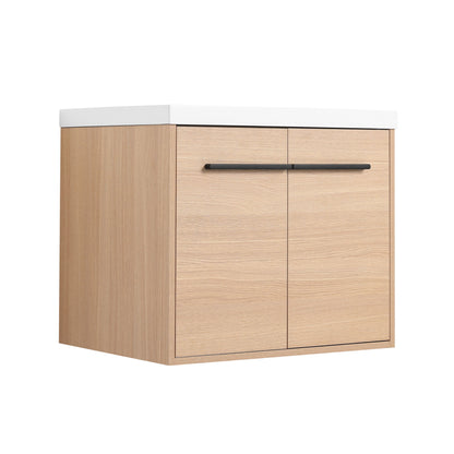 Bathroom Vanity Set With Resin Countertop Sink, 2 Doors - Oak