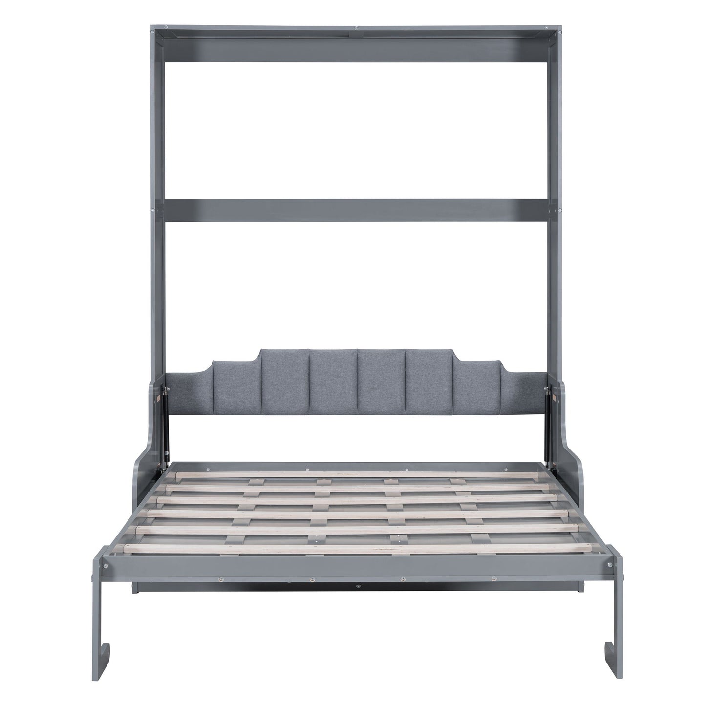 Queen Size Murphy Wall Bed With Cushion, Space Saving - Gray