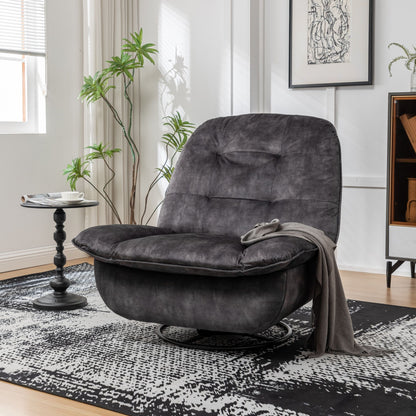 Modern Swivel Gliding Recliner Chair With Rocking Function And Phone Holder - Large Comfortable Reading Chair In Gold Stamped Velvet - Black