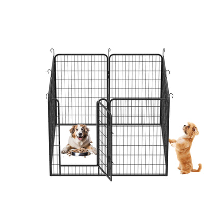 8 Panels Heavy Duty Metal Playpen With Door, Dog Fence Pet Exercise Pen For Outdoor, Indoor - Black