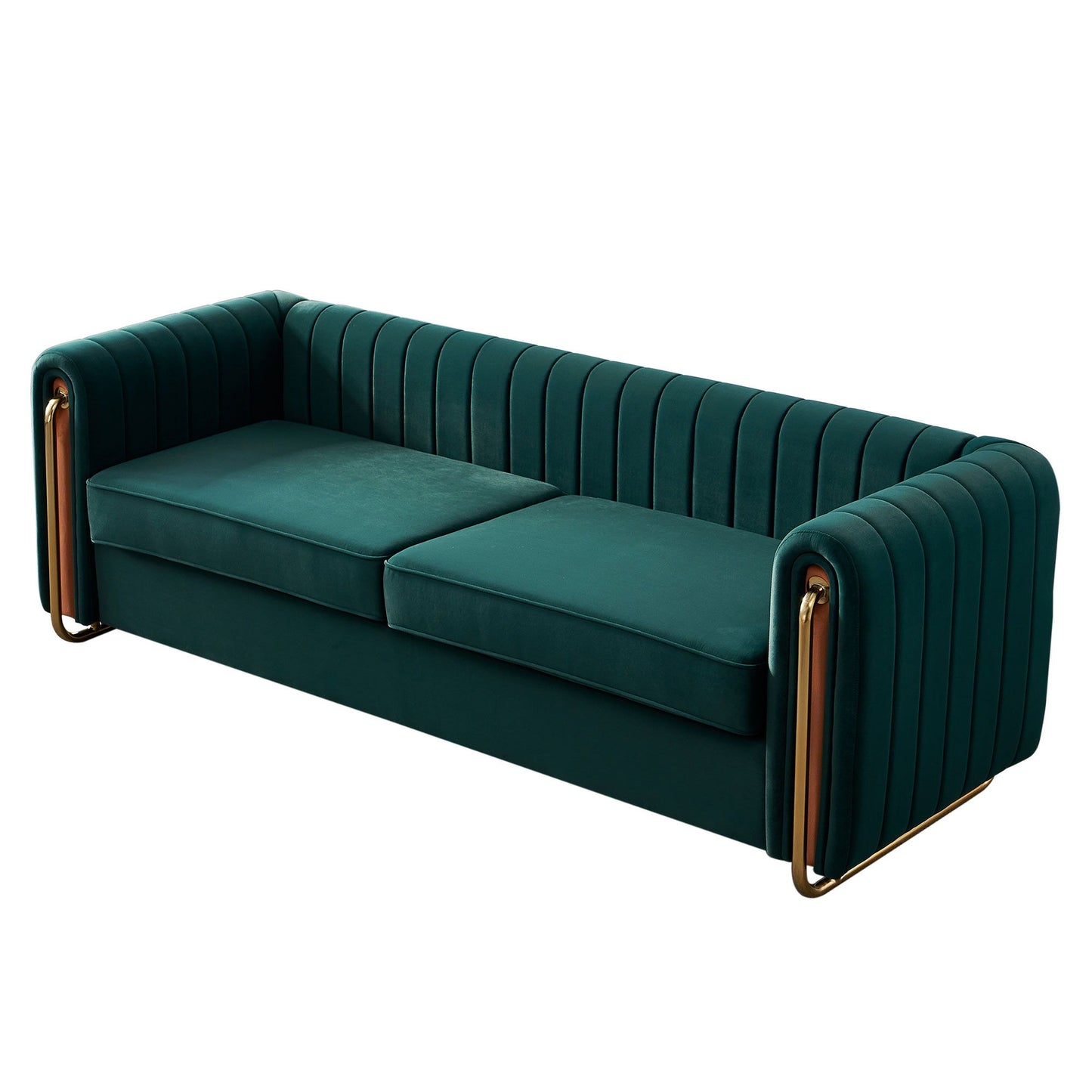 Contemporary Velvet Sofa Couch For Living Room - Green