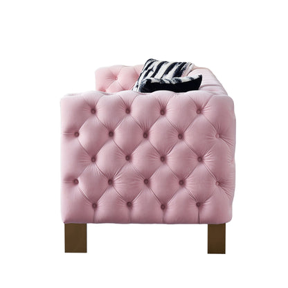 Chesterfield - Modern Tufted Velvet Living Room Sofa, 84.25''W Couch - Pink