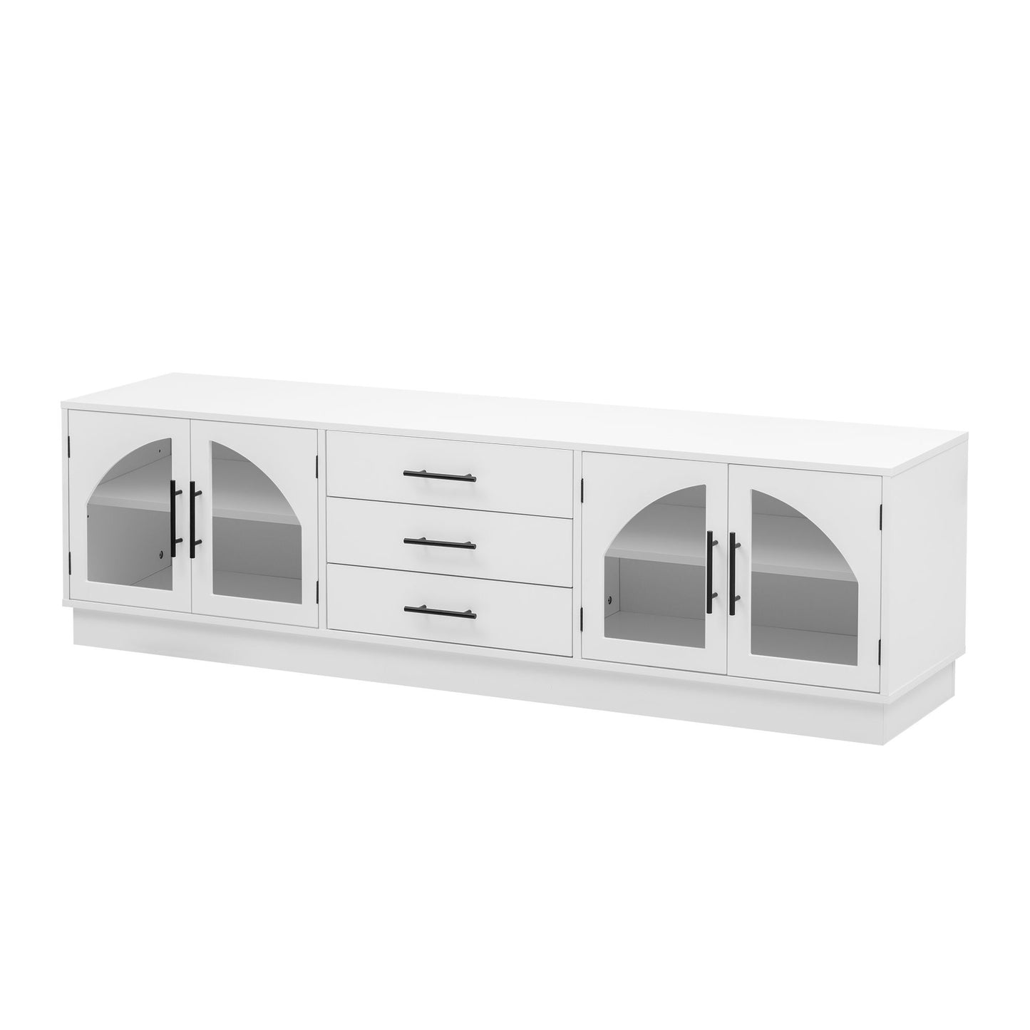 Modern Minimalist TV Stand For TVs Up To 75", Entertainment Center Media Console Cabinet With Adjustable Shelves For Living Room - White