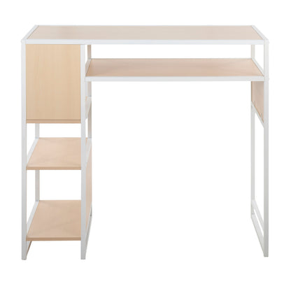 Display Farmhouse Bar Height Table With Storage Space - White / Natural