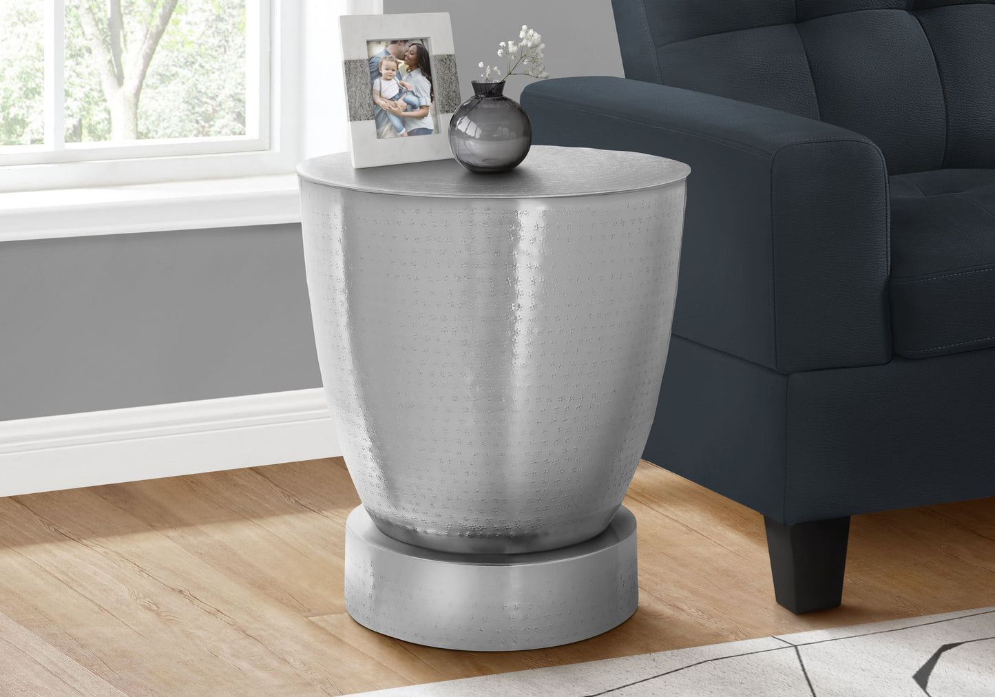 Drum Accent Side Table, Contemporary & Modern - Chrome