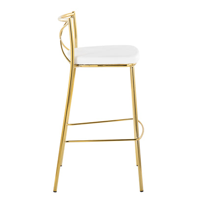 Modern Charlotte - Contemporary Fixed Height Barstool (Set of 2) - Gold / White