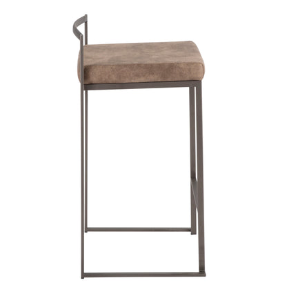 Fuji - Industrial Stackable Counter Stool (Set of 2) - Brown