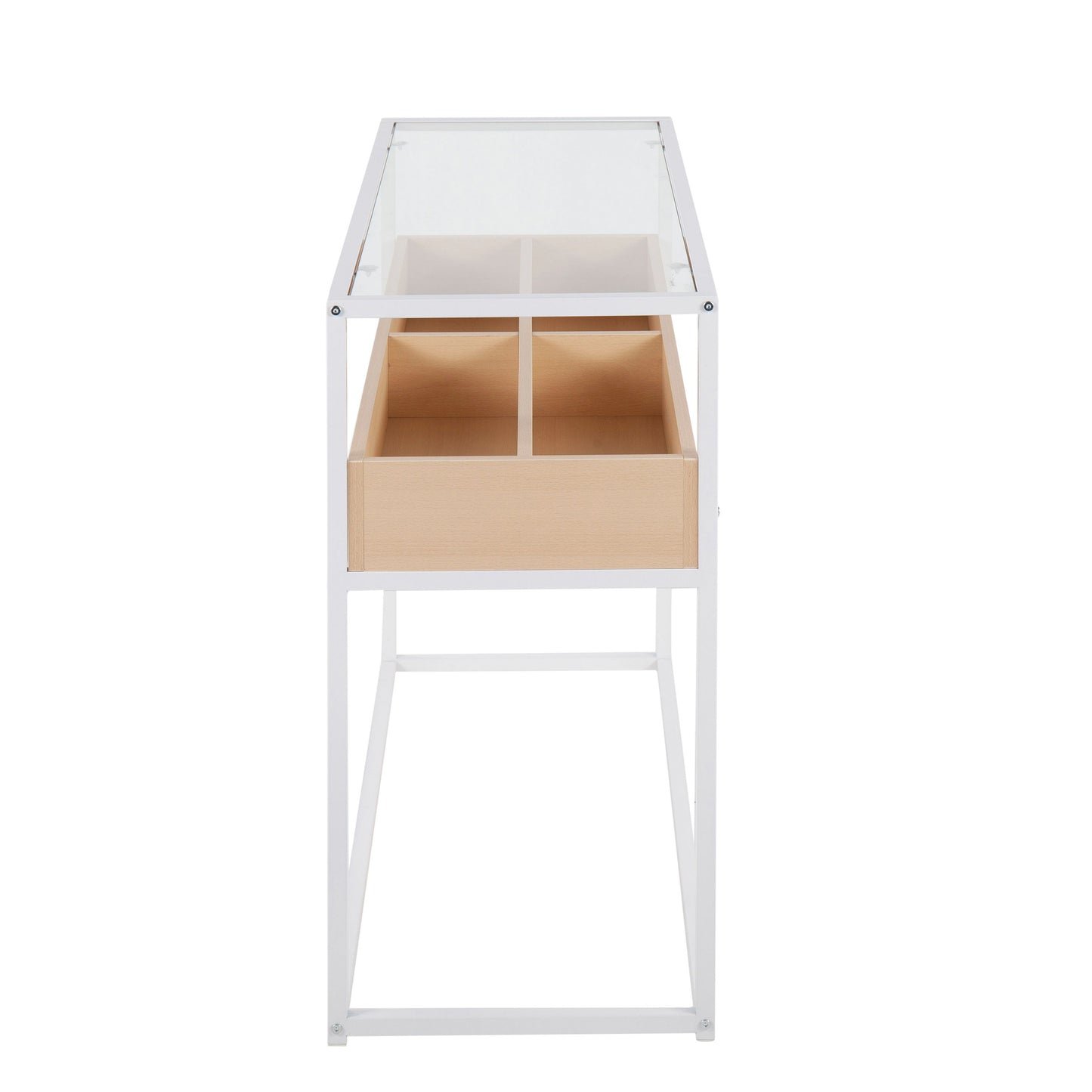 Display Contemporary Console Table - White / Natural / Clear