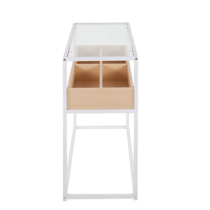 Display Contemporary Console Table - White / Natural / Clear