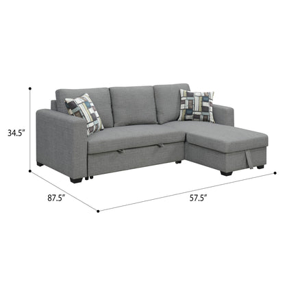 Pensole - Reversible Pop-Up Sleeper Sectional - Gray
