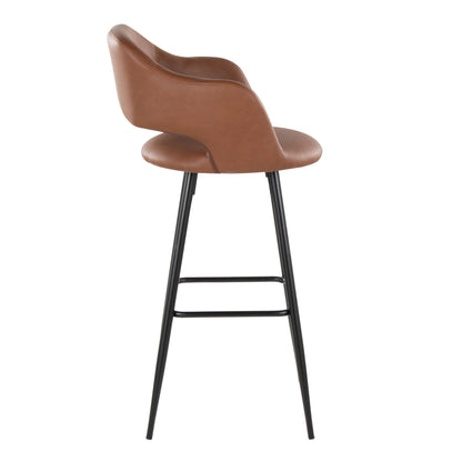 Margarite - Contemporary Fixed Height BarStool With Square Footrest (Set of 2) - Black / Brown