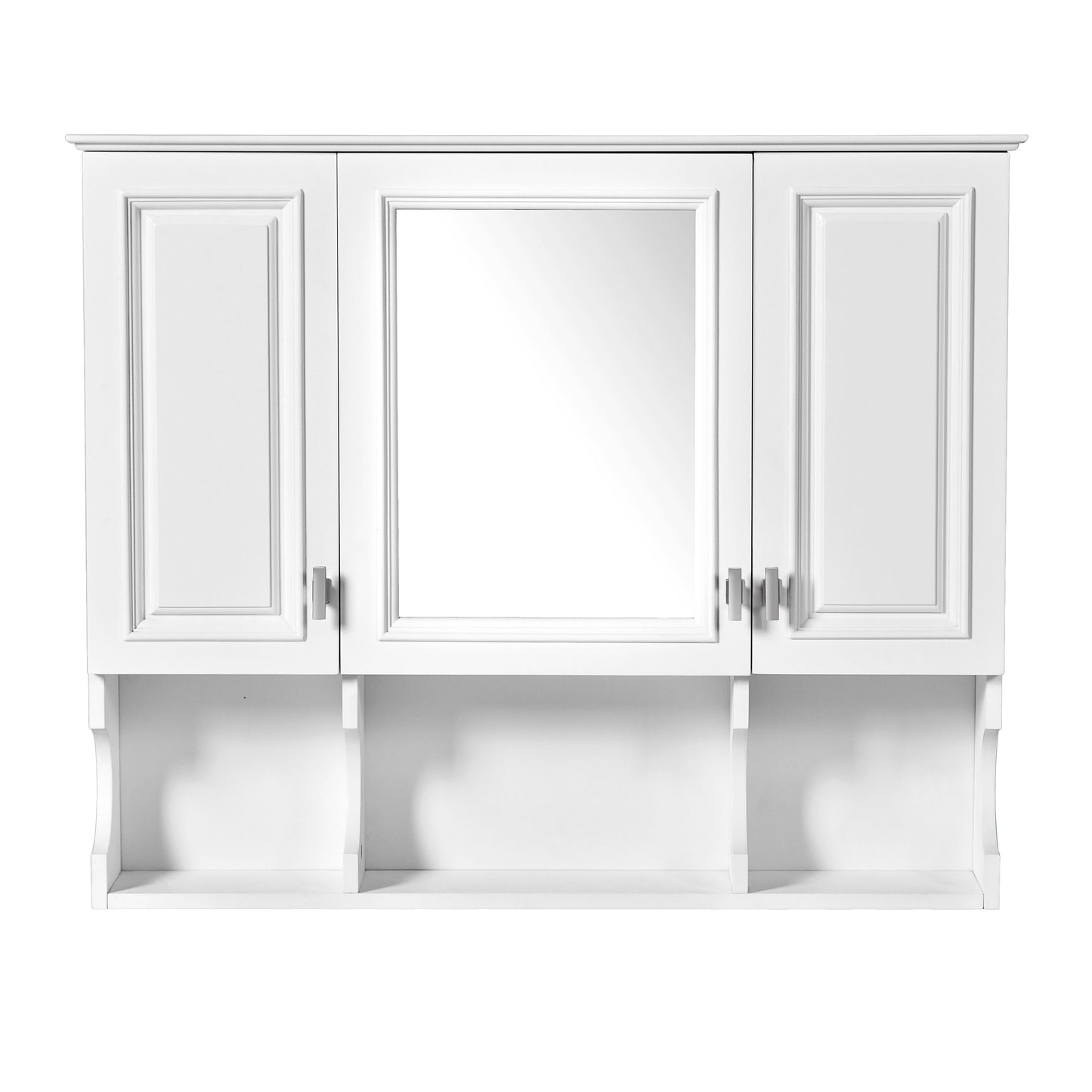 Wall Mounted Bathroom Medicine Cabinet, Modern Bathroom Wall Cabinet With Mirror, Mirror Cabinet With Open Shelves - White