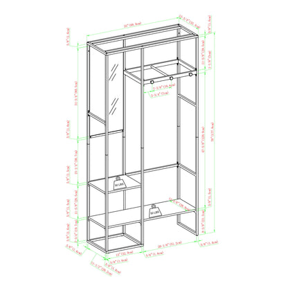Modern Hall Tree With Hanging Storage - Gray Wash