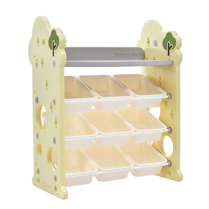 Kids Bookshelf Toy Storage Organizer With 17 Bins And 5 Bookshelves, Multi-Functional Nursery Organizer Kids Furniture Set Toy Storage Cabinet Unit With HDPE SheLF And Bins - Light Green