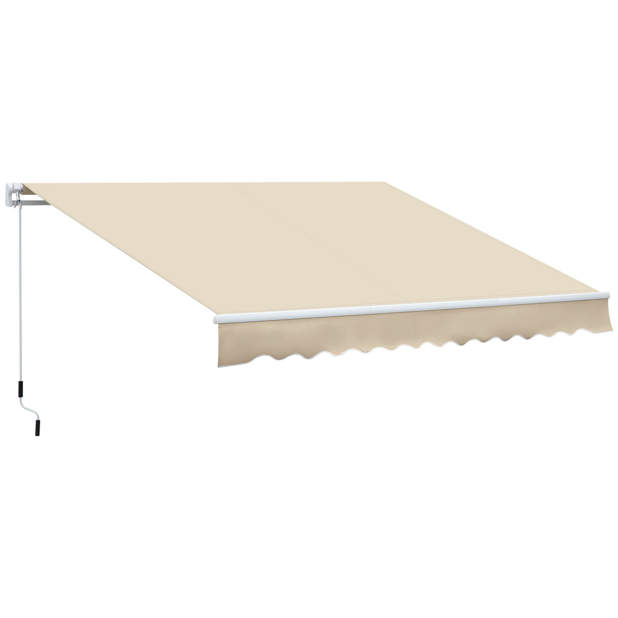 Outsunny - 12' x 8' Retractable Awning Patio Awnings Sun Shade Shelter With Manual Crank Handle, 280G / M����������� Uv & Water-Resistant Fabric And Aluminum Frame For Deck, Balcony, Yard - Cream White