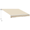 Outsunny - 12' x 8' Retractable Awning Patio Awnings Sun Shade Shelter With Manual Crank Handle, 280G / M����������� Uv & Water-Resistant Fabric And Aluminum Frame For Deck, Balcony, Yard - Cream White