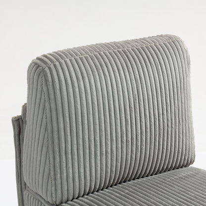 Modular Sectional Sofa Armless Seat Module, Corduroy Sectional Couch, Single Couch Modular Armless Accent Chair With Back Cushion - Gray