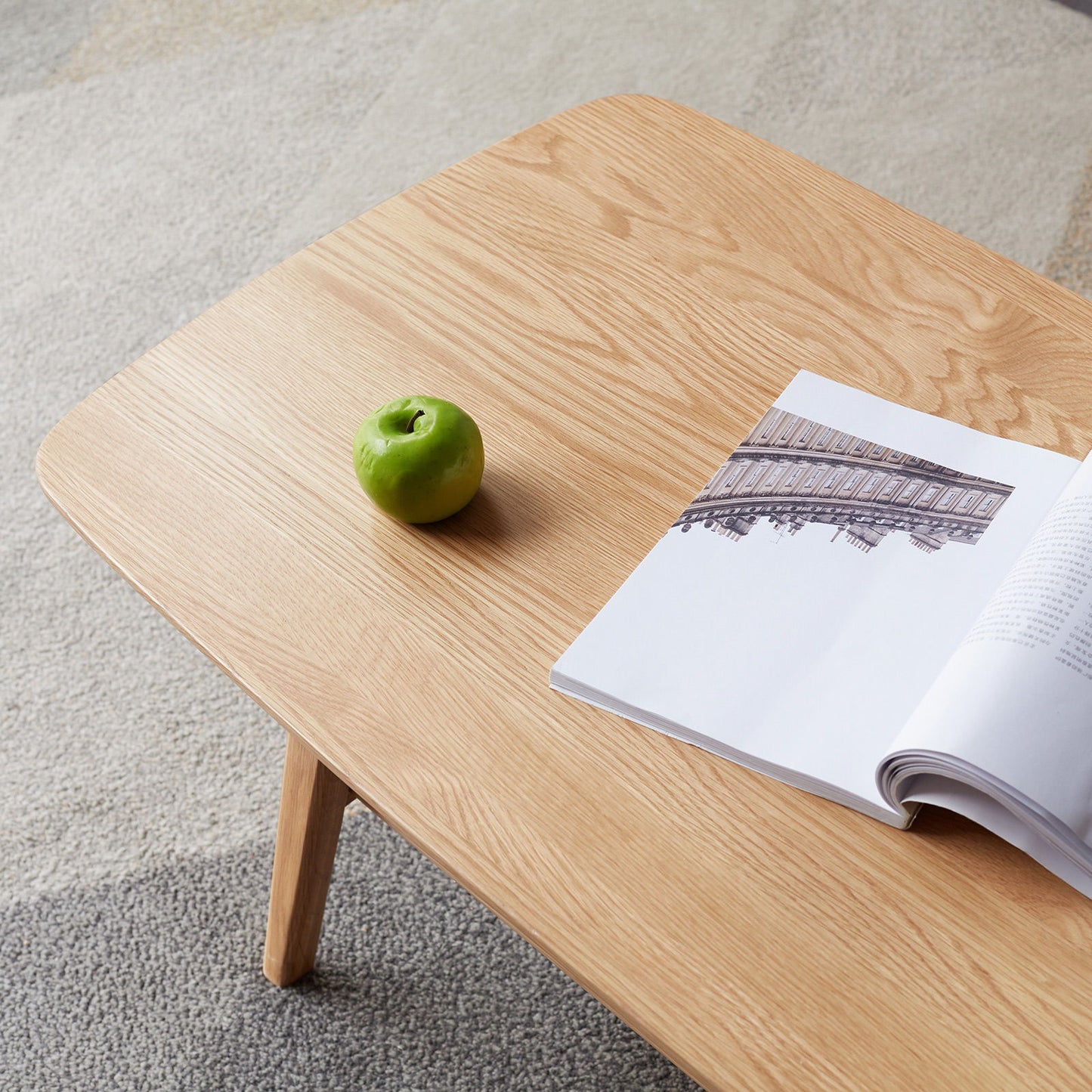 Center Low Table, Coffee Table With Storage Shelf - Natural