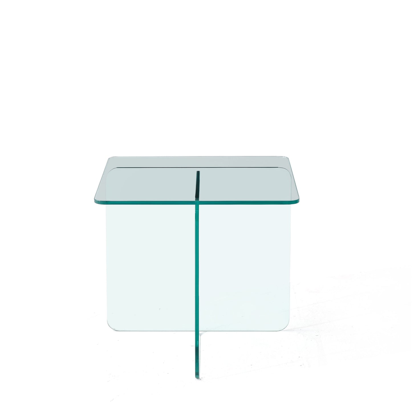Modern Tempered Clear Glass Sidetable Small Tea Stand - Transparent Glass