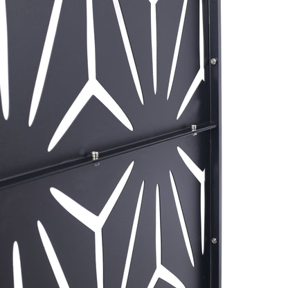 Outdoor & Indoor Privacy Screen, Metal Privacy Screen, Freestanding Decorative Privacy Screen For Deck Balcony Patio - Black